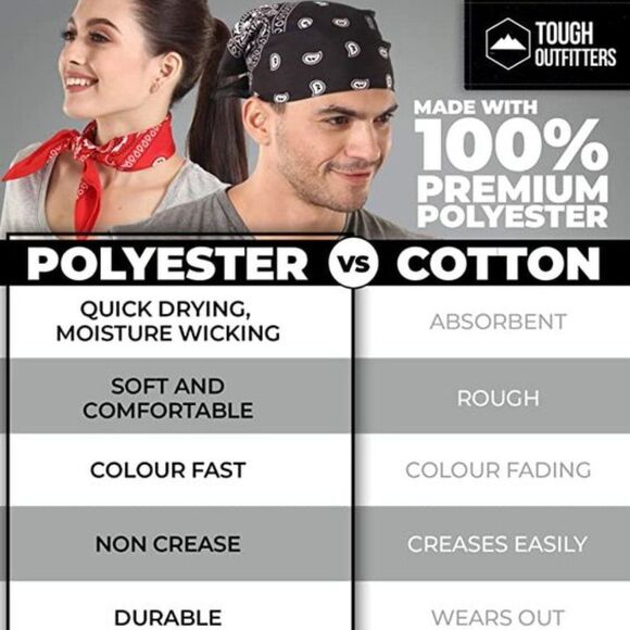 Tough Outfitters Large Bandana Handkerchiefs for Men & Women - Picture 3 of 9